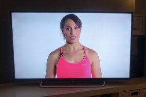 OneFitMama - workout DVD - the instructor looking after us