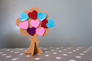 Handmade Mothers Day - love heart trees - the finished result