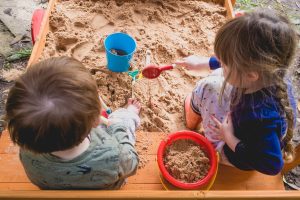 product review - choo choo train sandpit - in play