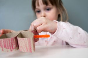 toddler craft - toilet roll butterflies - decorating underway