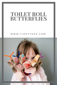 Toilet roll butterflies is a the perfect toddler / pre-schooler craft. Quick and easy to do, they are relatively mess free and take less than an hour to make. Use as a standalone butterfly to make into a toilet roll butterfly mobile like we did. Beautiful in the home or in the garden.