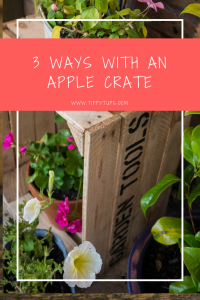 Uses for apple crates in the garden. They have been sourced, upcycled and repurposed perfect for sustainable living. Use as storage, a planter or to add a little fun in the garden, these apple crates fit in well with our attempts to reduce, reuse and recycle where ever possible.