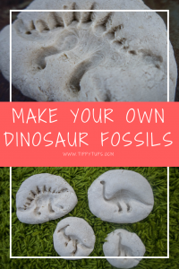 Dinosaur fossils are a quick, easy (and relatively mess free) craft activity for kids who love dinosaurs. Let their imaginations and creativity run free as they create their very own dinosaur fossils using nothing more than some salt dough and their favourite little dino toys.  Great for toddlers, preschoolers and primary school children. 