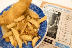 Blackpool illuminations - fish and chips dinner