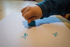 Dinosaur Crafts - dino stamps in action