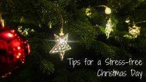 Tips for a Stress-free Christmas Day - blog post header - a christmas tree lights