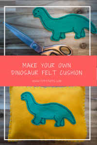 the quickest and easiest little dinosaur felt cushion that was that simple to make. It's a great toddler / pre-schooler craft to keep them entertained for a little while!