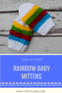Free Knitting Pattern - Rainbow Stripes - Baby Mittens 