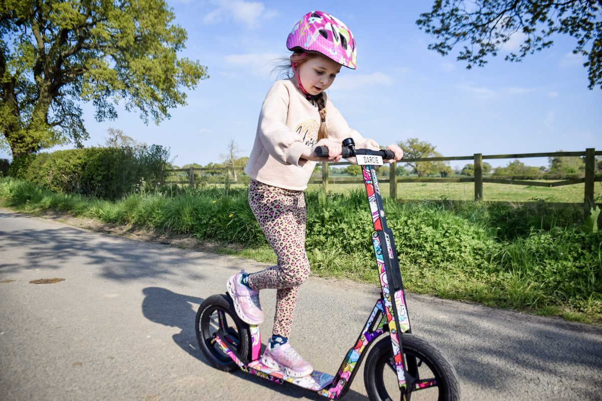 Having fun scooting down the lanes