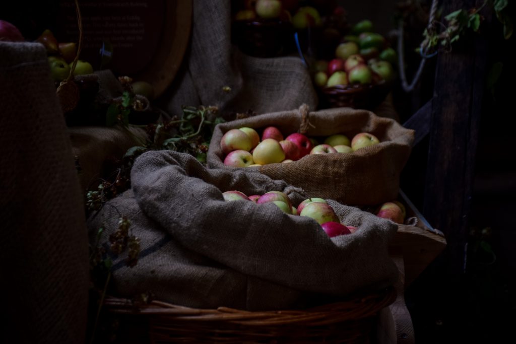 Close up of the apples in the Erddig apple display