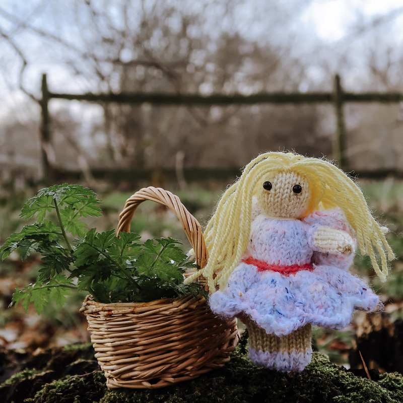 A knitted fairy outside