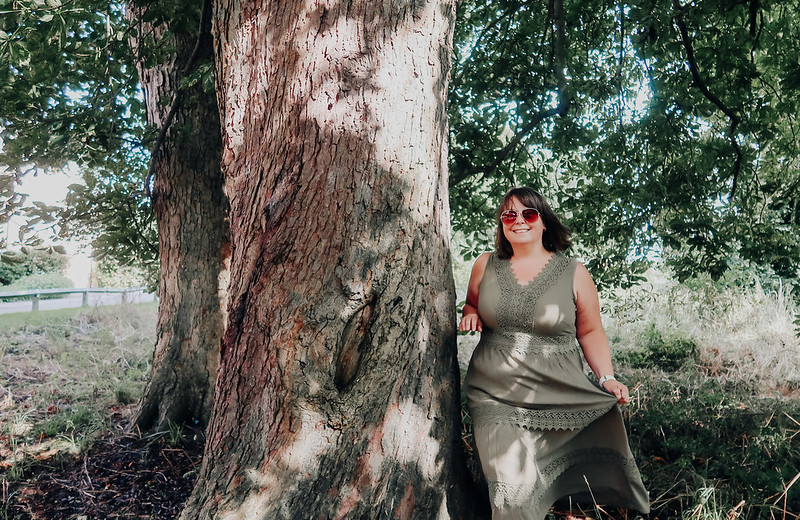 Cotton Traders Crinkle Maxi Dress being worn