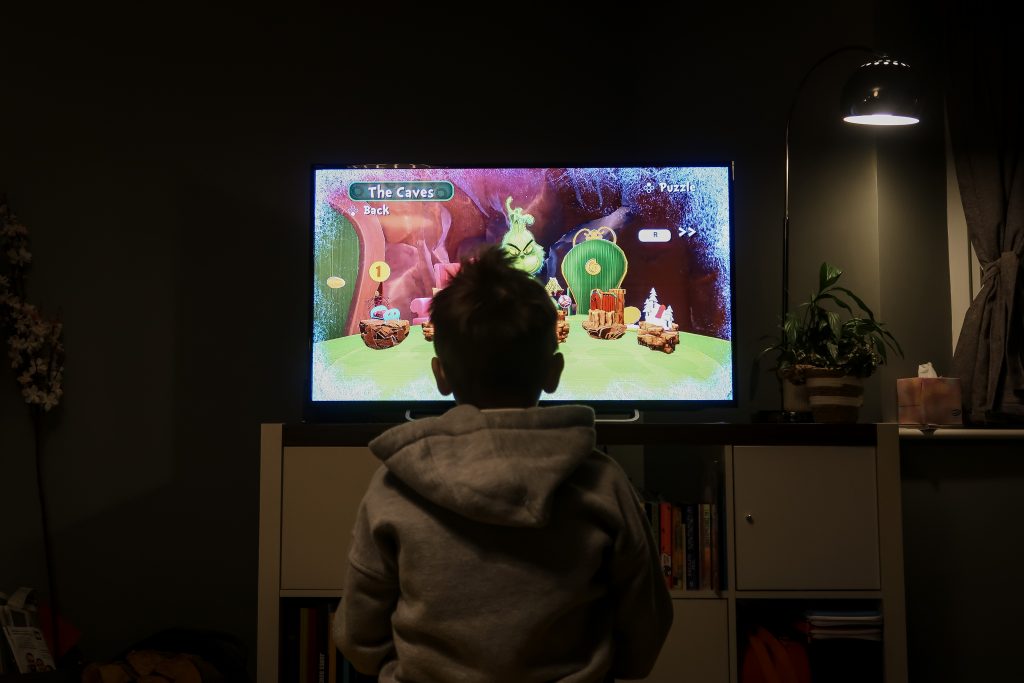 Deep in thought playing The Grinch: Christmas Adventures on the Nintendo Switch
