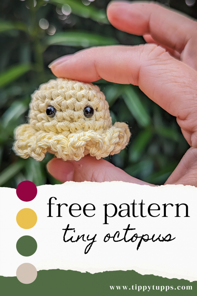 Free crochet pattern for a tiny octopus. Quick and easy to make and completely free! A great way to use up scrap yarn.