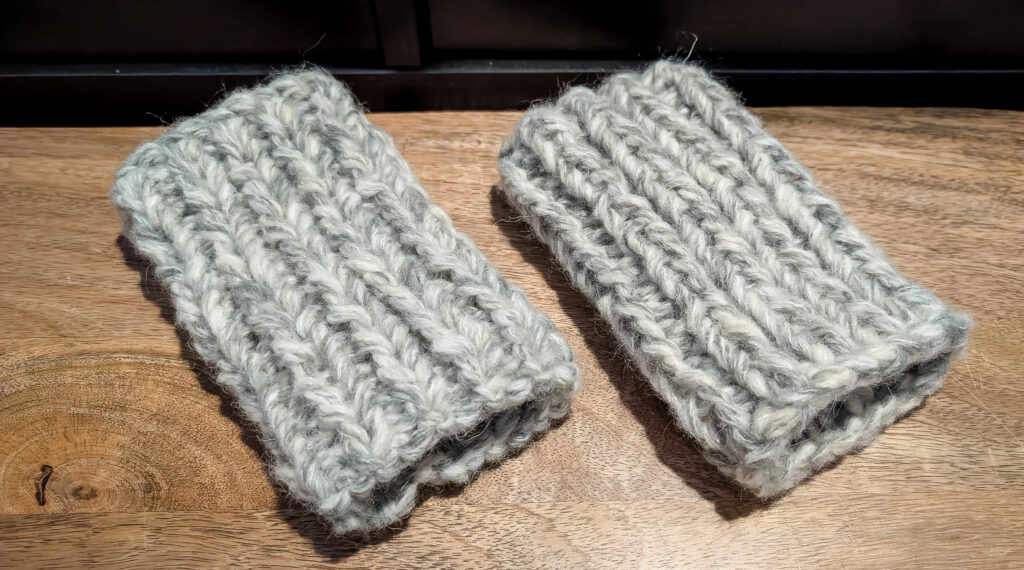 finished wrist warmers